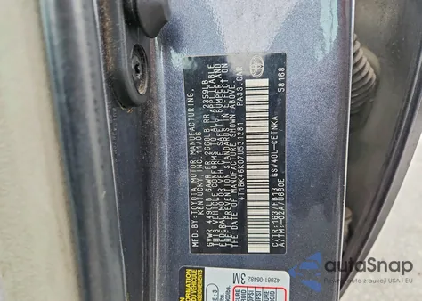 2007 Toyota Camry Le z USA, uszkodzony, nr VIN 4T1BK46K07U531281